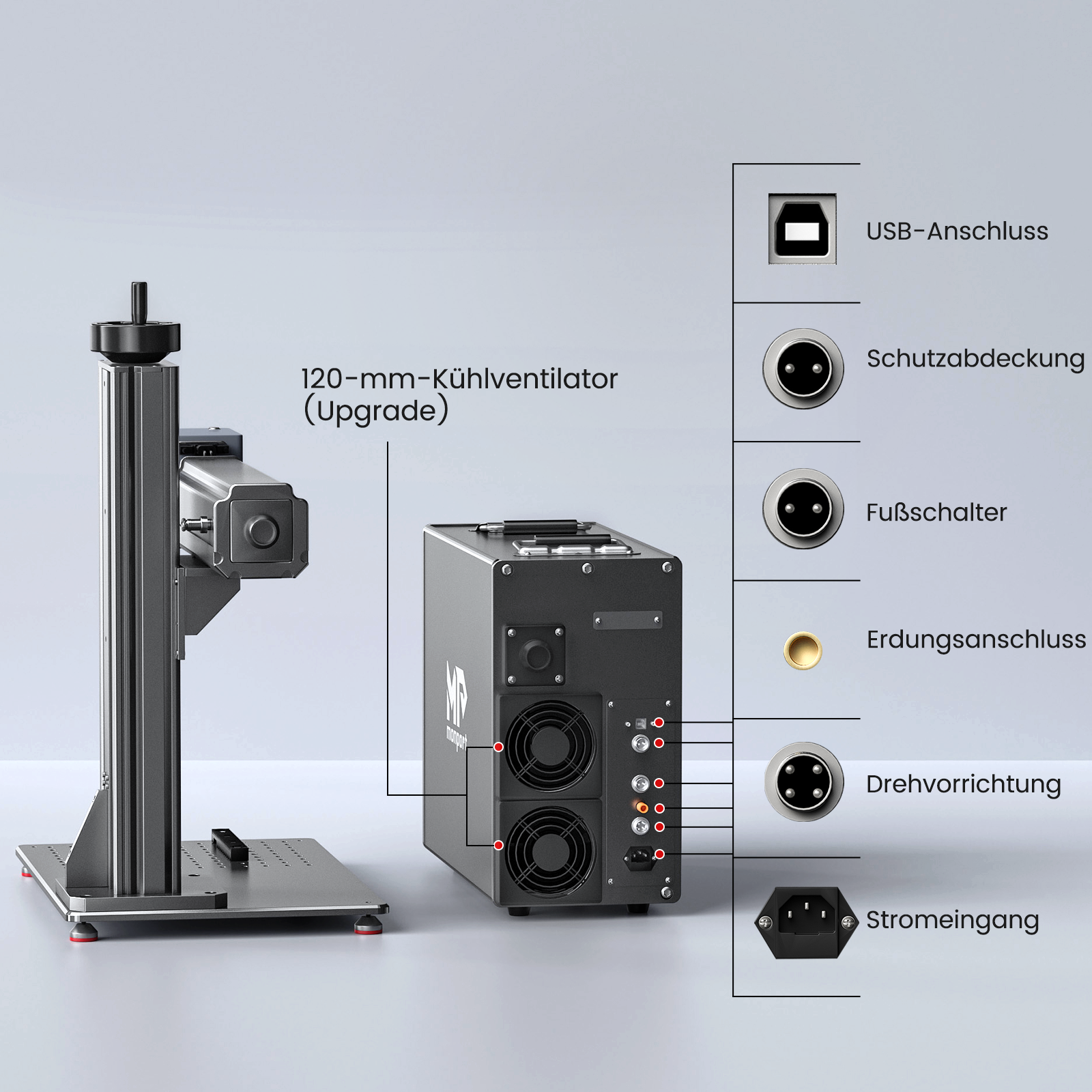 Monport GT 30W Getrennter Faserlaser-Gravier- und Markiermaschine mit Autofokus (150 mm × 150 mm) – Gerät