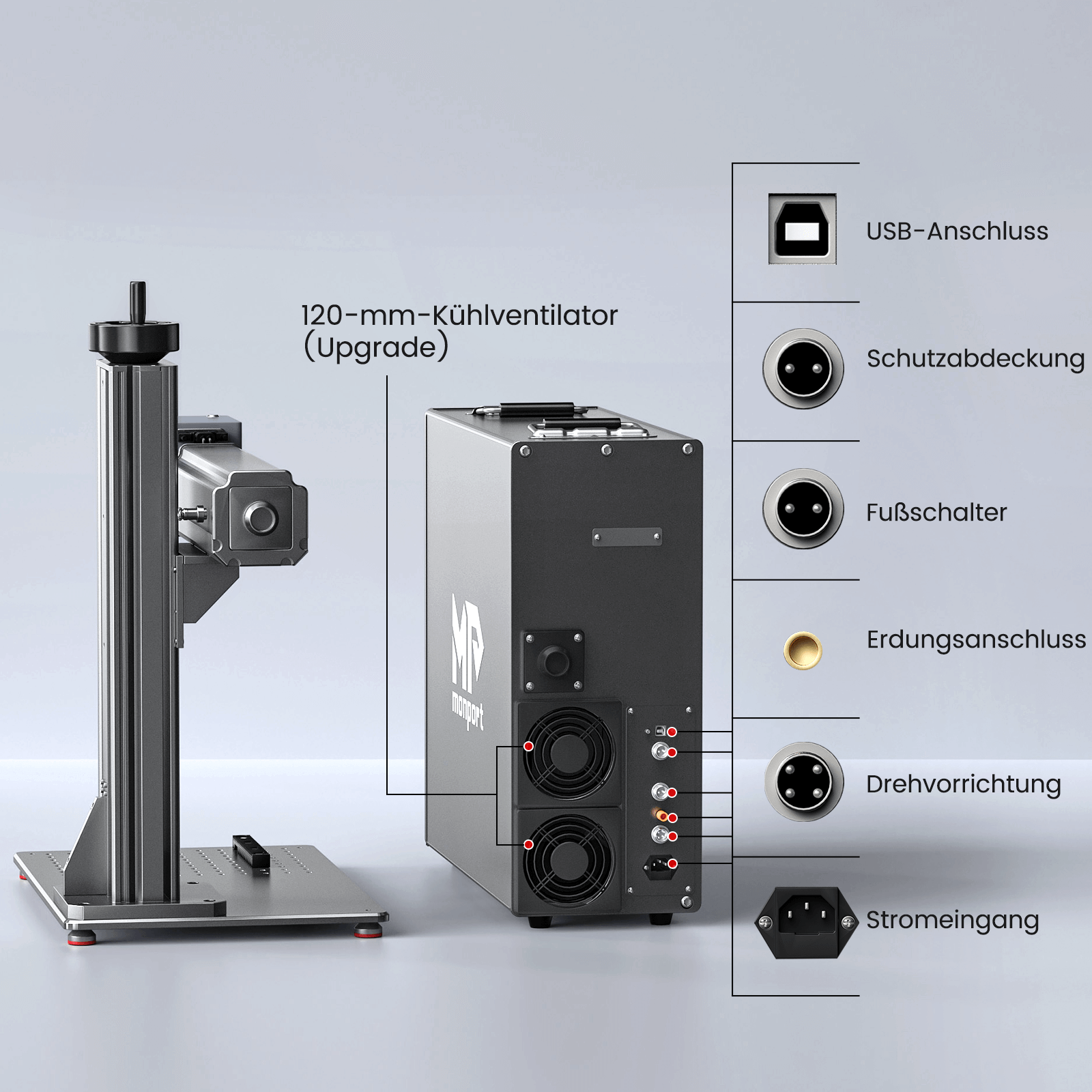 Monport GT 200W Split MOPA & Autofokus-Faserlaser-Gravierer & Farbemarkierungsmaschine