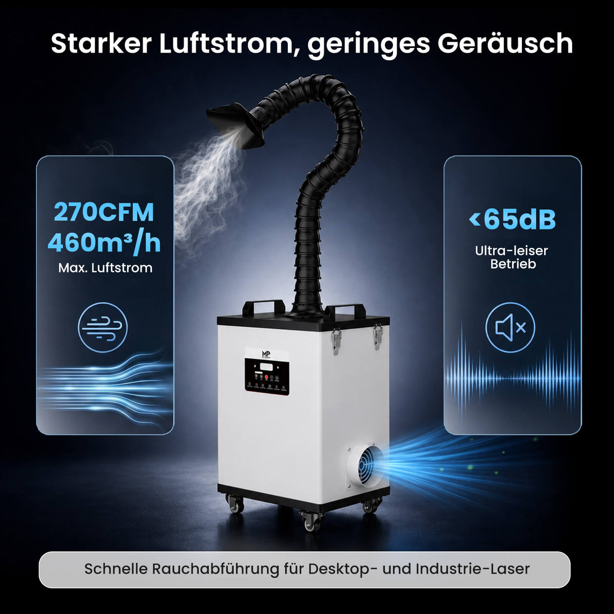 Monport 400W Laserrauchabsauganlage mit 8-stufigem Filtersystem – Für CO₂-Lasergravier- und Schneidemaschinen