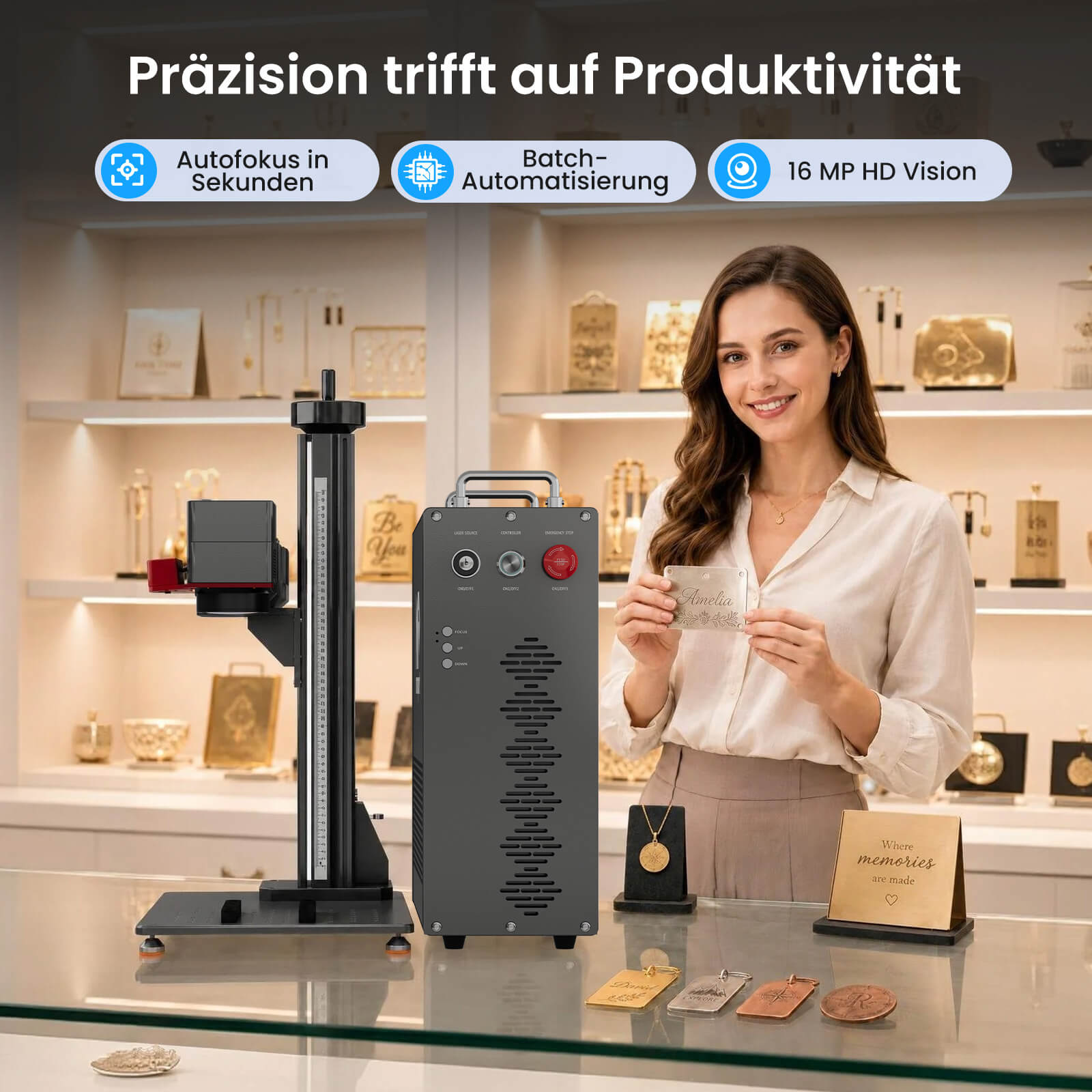 Monport GPro MOPA Faserlaser Maschine – Vision-System, automatische Positionierung, Metallgravur & Laserscheneiden 