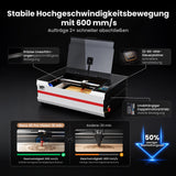 Monport Reno45 Pro Vision 45W Desktop CO₂-Lasergravierer und -Schneider (16" x 12") mit 8MP HD-Kamera, Assistierter Autofokus-Unterstützung und integrierter Wasserkühlung