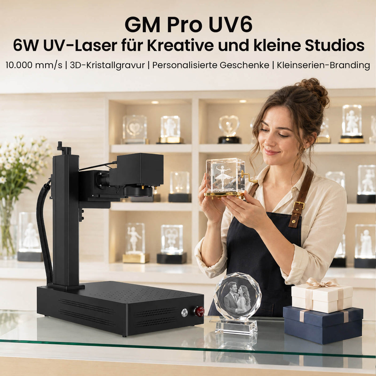 Monport GM 6W PRO UV Laser Graviermaschine(Innengravur) – Professionelle UV Laserbeschriftung mit 355nm Kaltlaser-Technologie