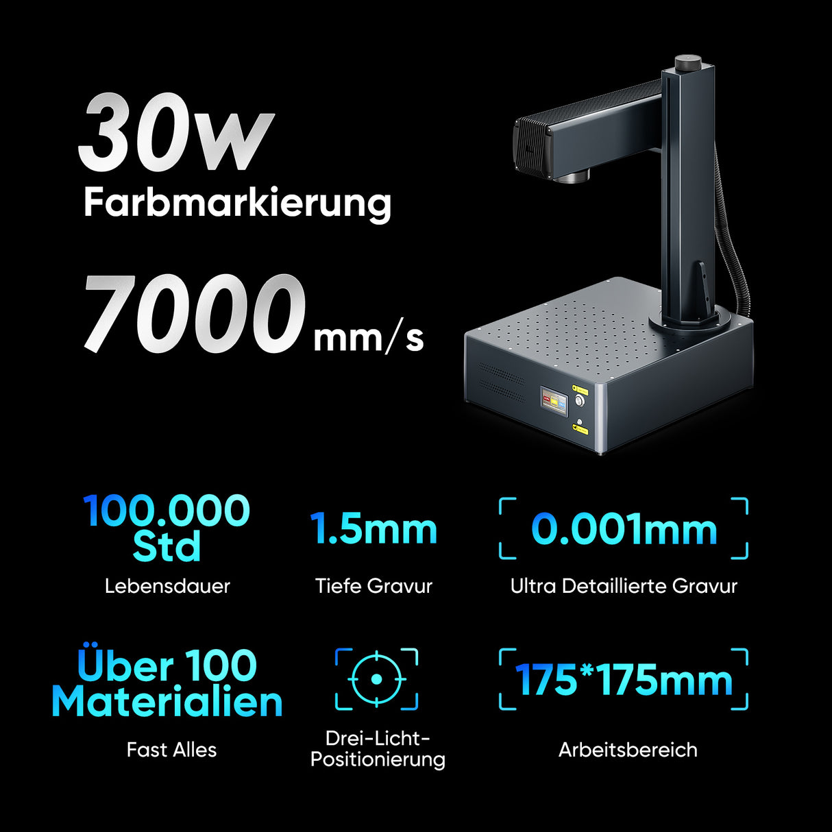 Monport GA Verbesserte 30W Integrierte MOPA Faserlasergravierer & Markiermaschinen mit Autofokus