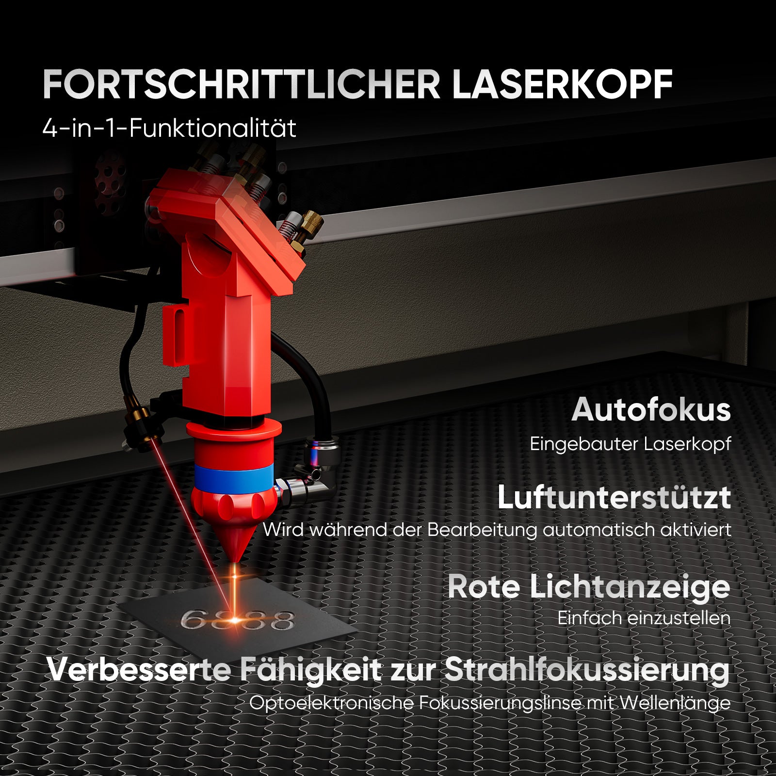 Monport 100W CO2 Laser Graviermaschine & Cutter (500x700mm) mit Autofokus und Halterung