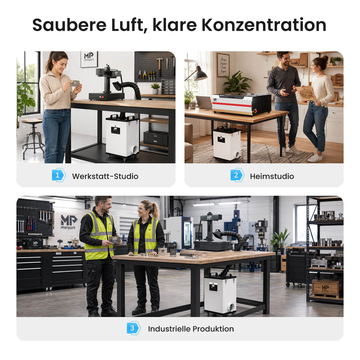 Monport 400W Laserrauchabsauganlage mit 8-stufigem Filtersystem – Für CO₂-Lasergravier- und Schneidemaschinen