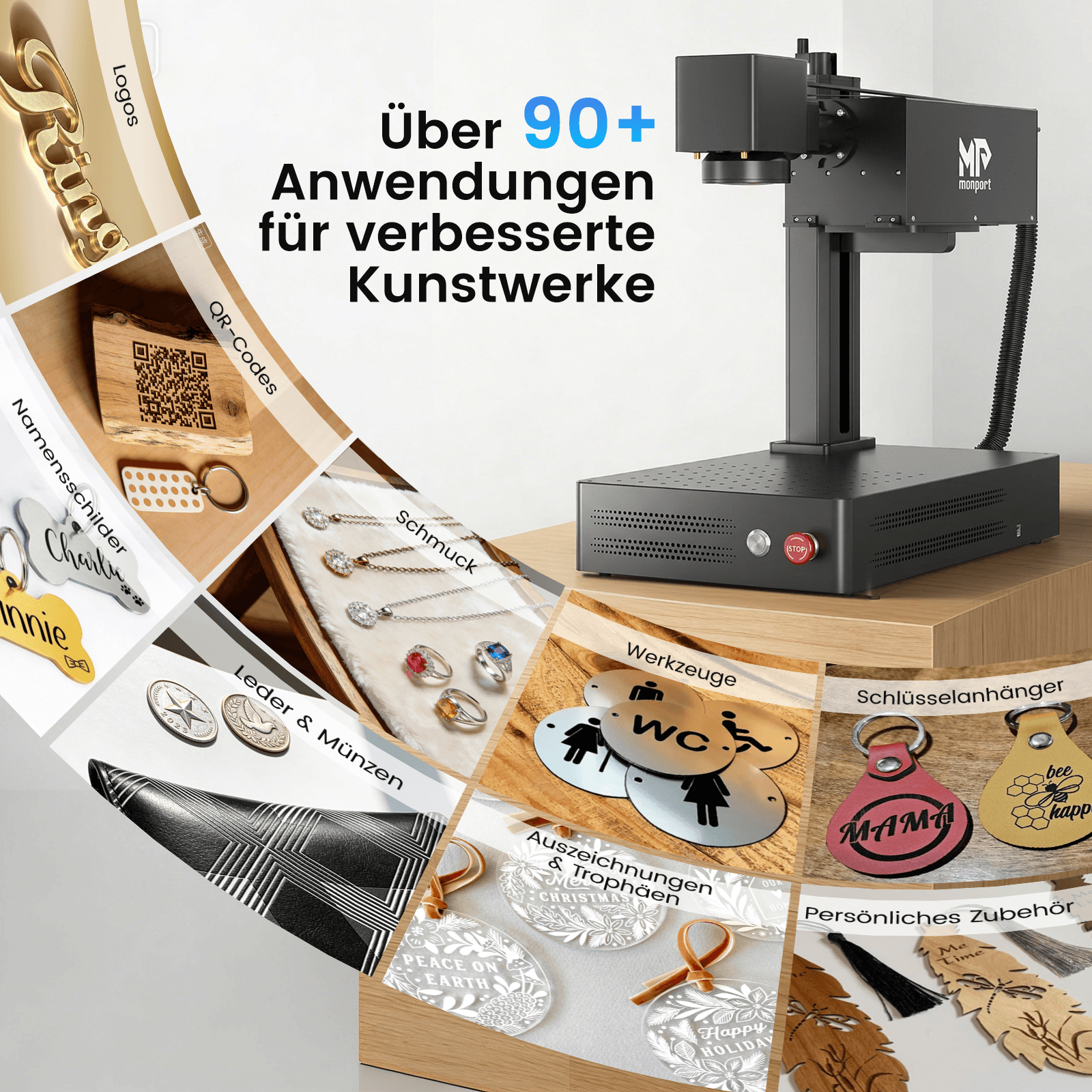Monport 10W UV-Beschriftungslaser – Präzise UV-Lasergravur für vielfältige Materialien