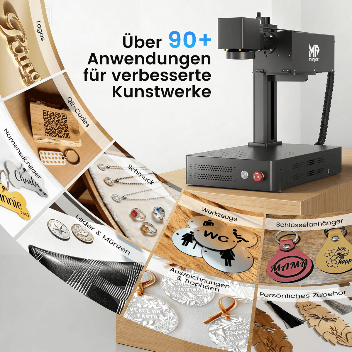 Monport 10W UV-Beschriftungslaser – Präzise UV-Lasergravur für vielfältige Materialien