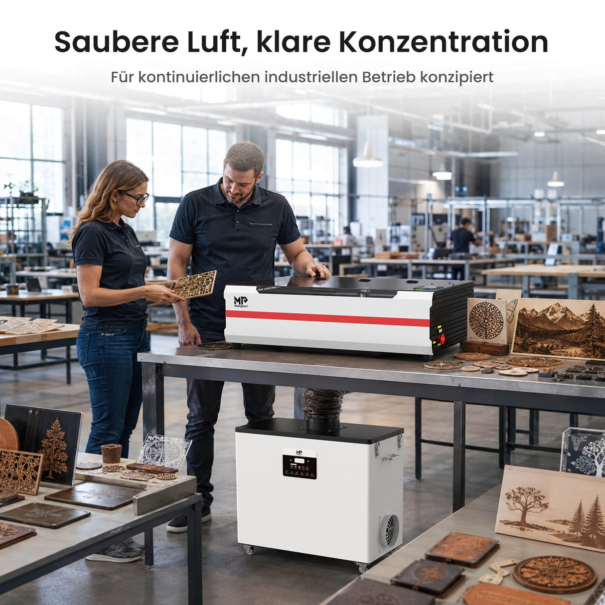 Monport 800W Laserrauchabsauganlage mit 6-stufigem Filtersystem – Für 130W & 150W CO₂-Lasergravier- und Schneidemaschinen