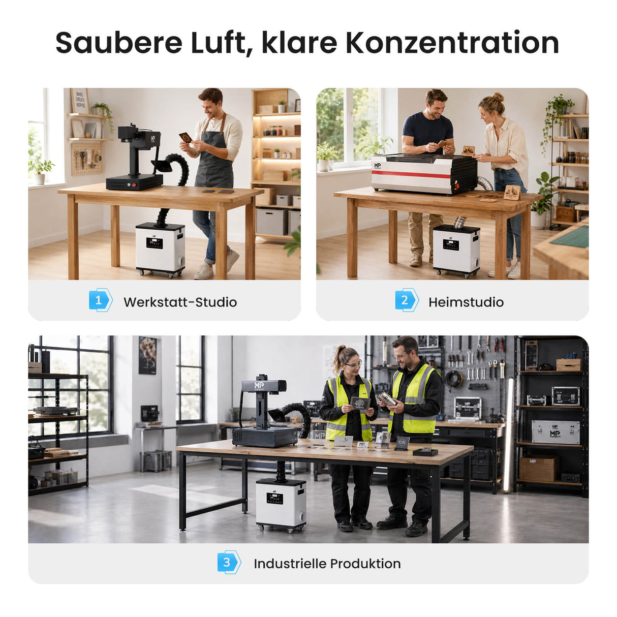 Monport 260W Laserrauchabsauganlage mit 4-stufigem Filtersystem – Für CO₂- und Faserlaser-Graviermaschinen