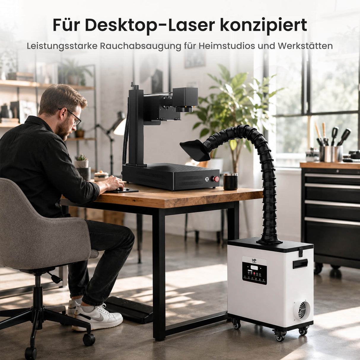 Monport 260W Laserrauchabsauganlage mit 4-stufigem Filtersystem – Für CO₂- und Faserlaser-Graviermaschinen
