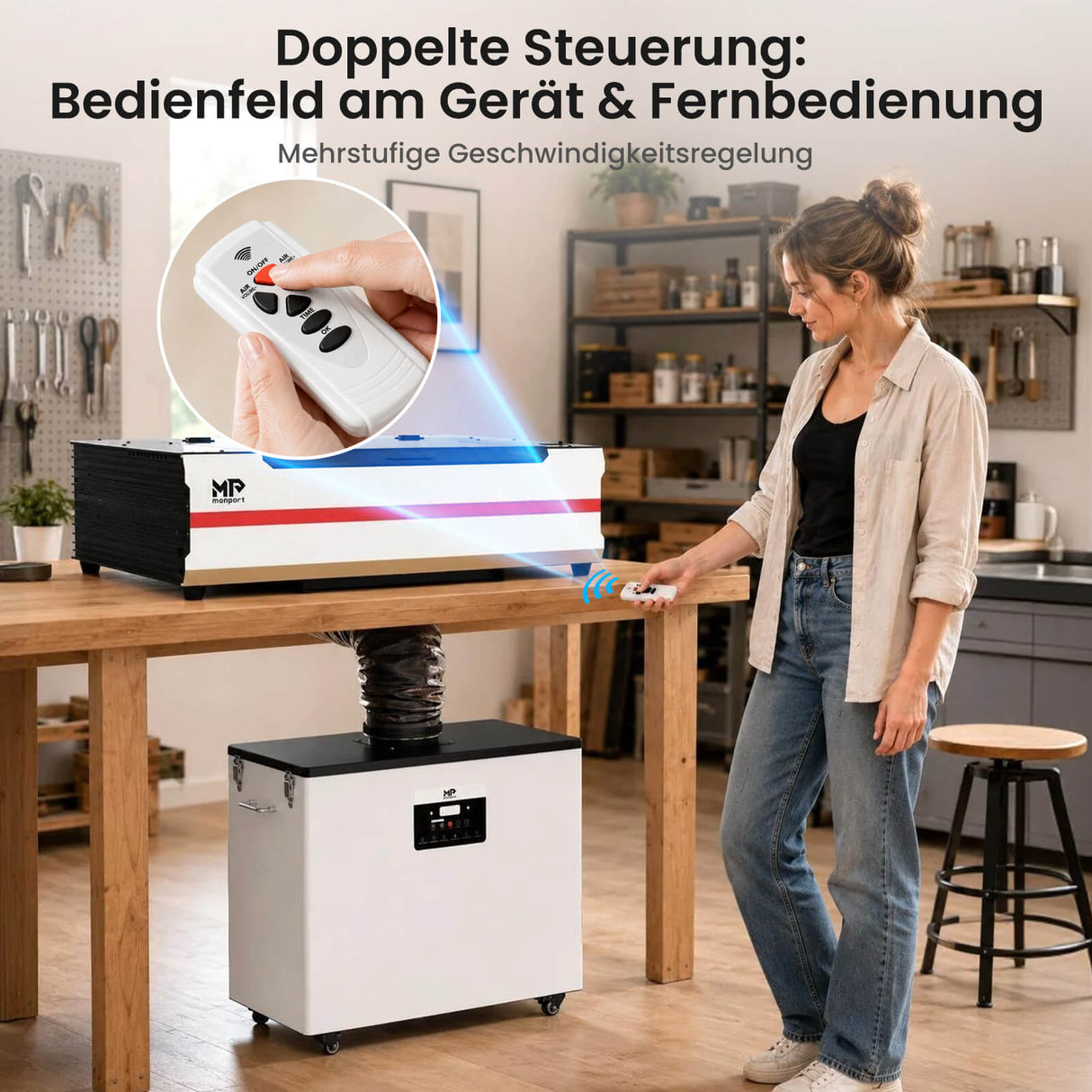 Monport 800W Laserrauchabsauganlage mit 6-stufigem Filtersystem – Für 130W & 150W CO₂-Lasergravier- und Schneidemaschinen