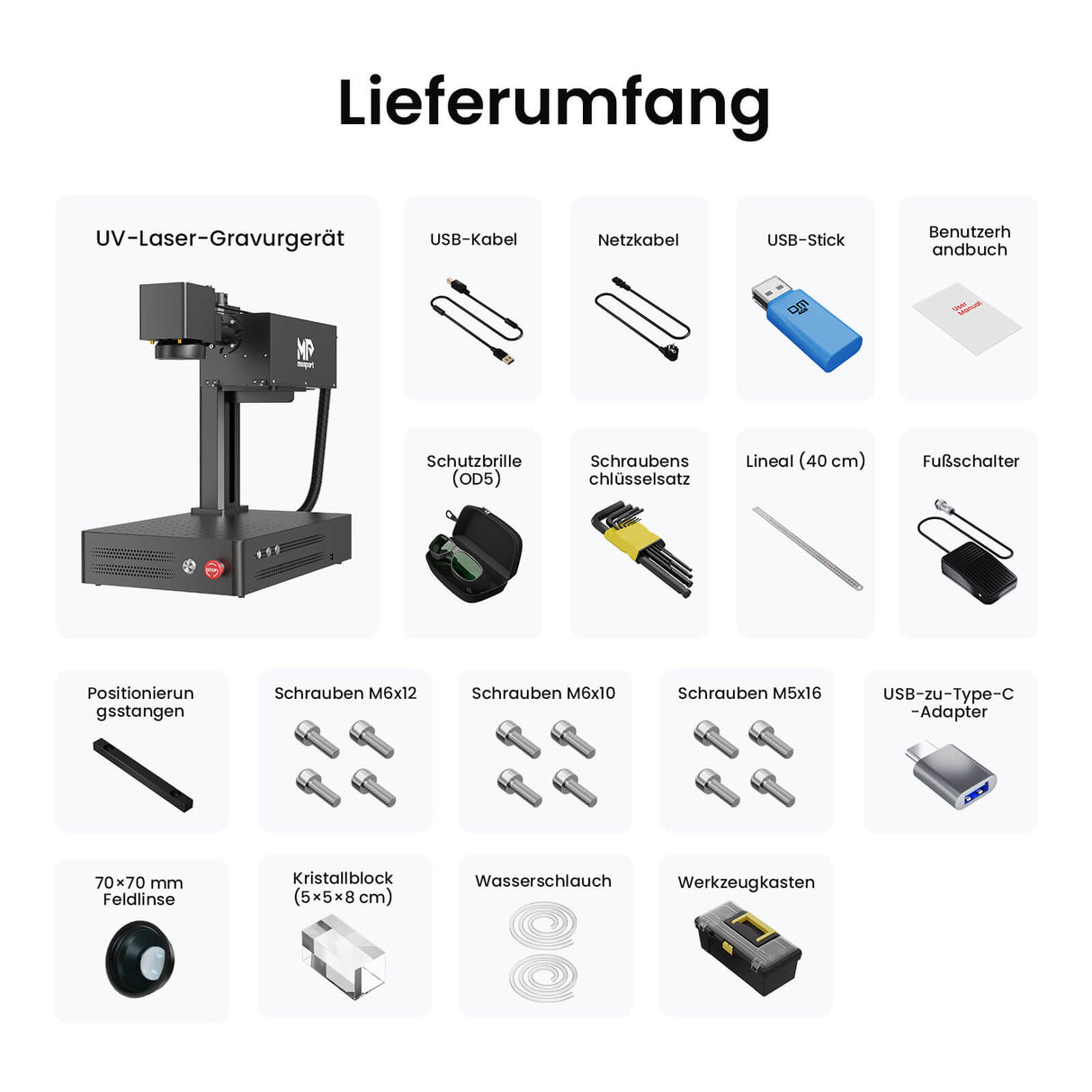Monport GM 6W PRO UV Laser Graviermaschine(Innengravur) – Professionelle UV Laserbeschriftung mit 355nm Kaltlaser-Technologie