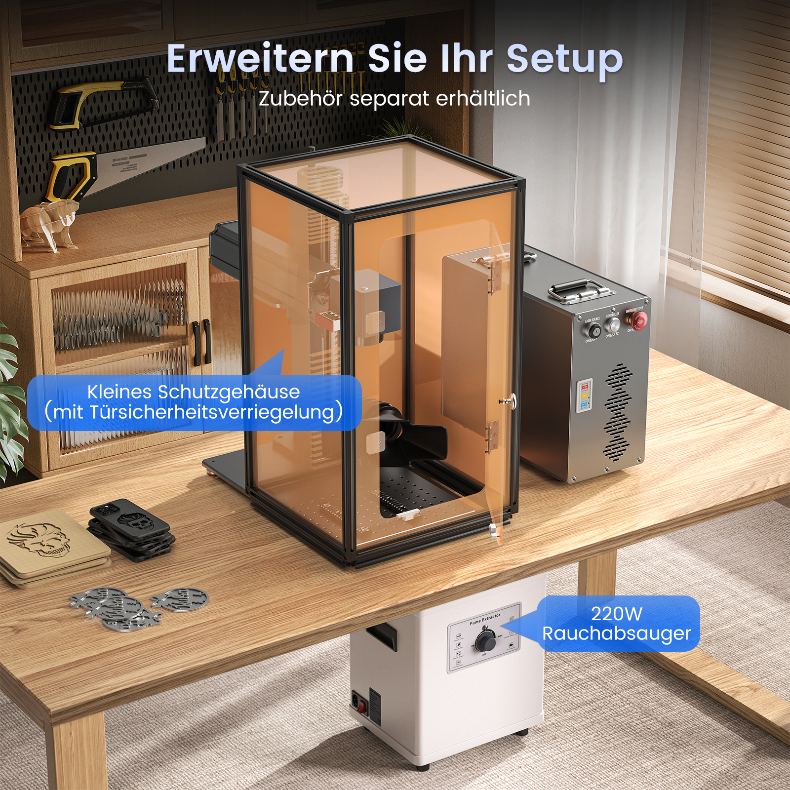 Monport GT 30W Getrennter Faserlaser-Gravier- und Markiermaschine mit Autofokus (150 mm × 150 mm) – Gerät