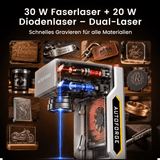 Monport AutoForge Dual-Laser Lasergraviermaschine mit 30W Faserlaser & 20W Diodenlaser – Präzise und tragbare Lasergravurmaschine