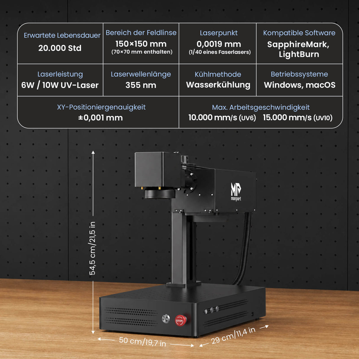Monport GM 6W PRO UV Laser Graviermaschine(Innengravur) – Professionelle UV Laserbeschriftung mit 355nm Kaltlaser-Technologie