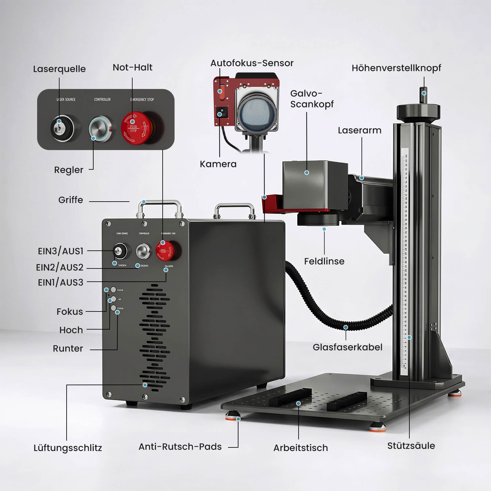 Monport GPro Vision 60W MOPA  Faserlaser Maschine – Mit Vision-System für automatische Positionierung, präzise Metallgravur & Laserbeschriftung