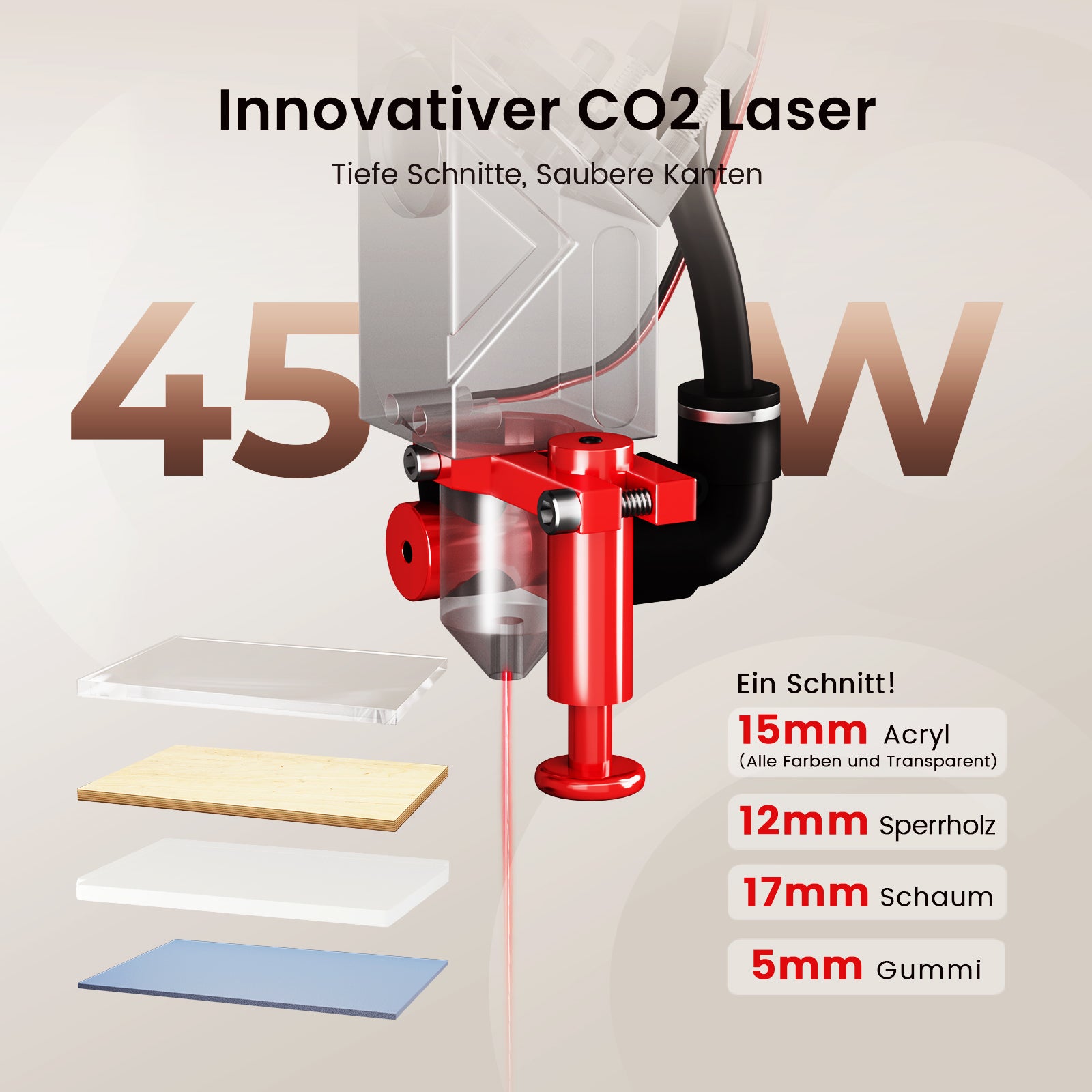 Monport Reno45 Pro 45W Desktop CO2-Lasergravierer und -schneider (16