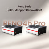 Monport Reno45 Pro 45W Desktop CO2-Lasergravierer und -schneider (16" x 12") mit brandneuem Assistierter Autofokus