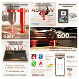 Monport Reno45 Pro 45W Desktop CO2-Lasergravierer und -schneider (16" x 12") mit brandneuem Assistierter Autofokus