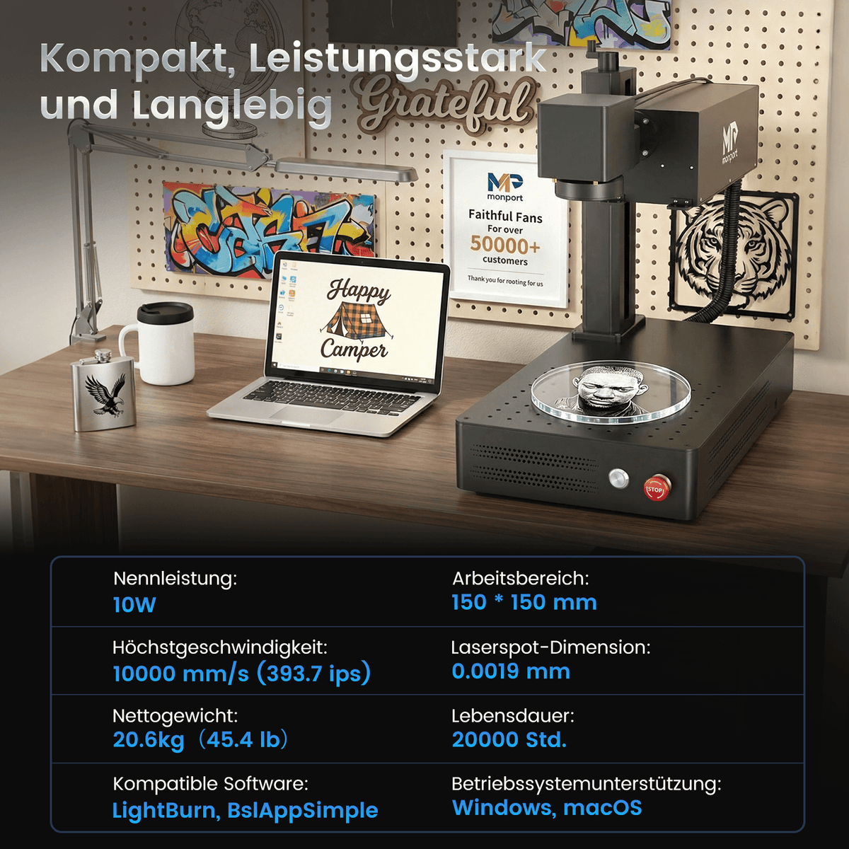 Monport 10W UV-Beschriftungslaser – Präzise UV-Lasergravur für vielfältige Materialien