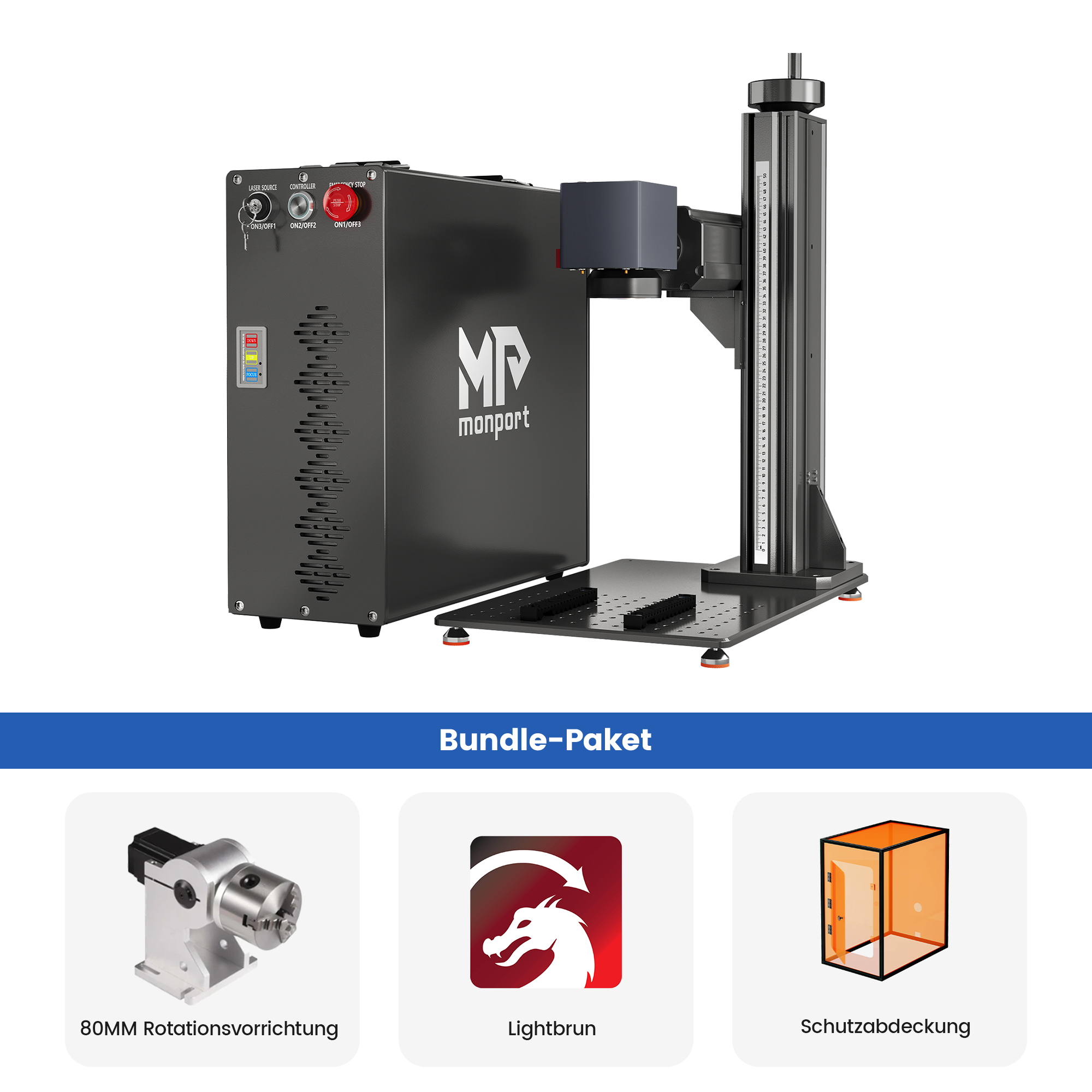 Monport GT 200W Split MOPA & Autofokus-Faserlaser-Gravierer & Farbemarkierungsmaschine