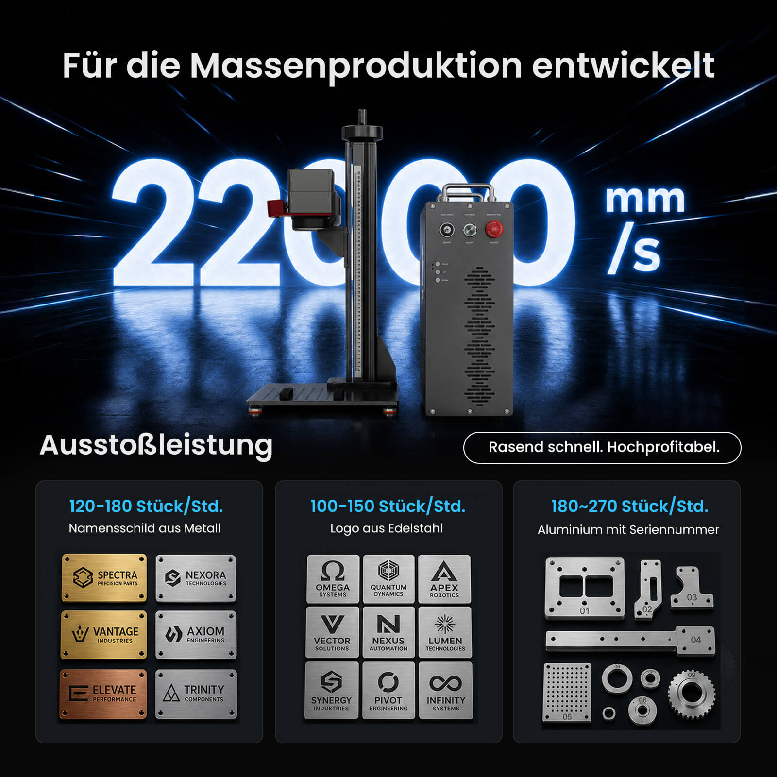 Monport GPro MOPA Faserlaser Maschine – Vision-System, automatische Positionierung, Metallgravur & Laserscheneiden