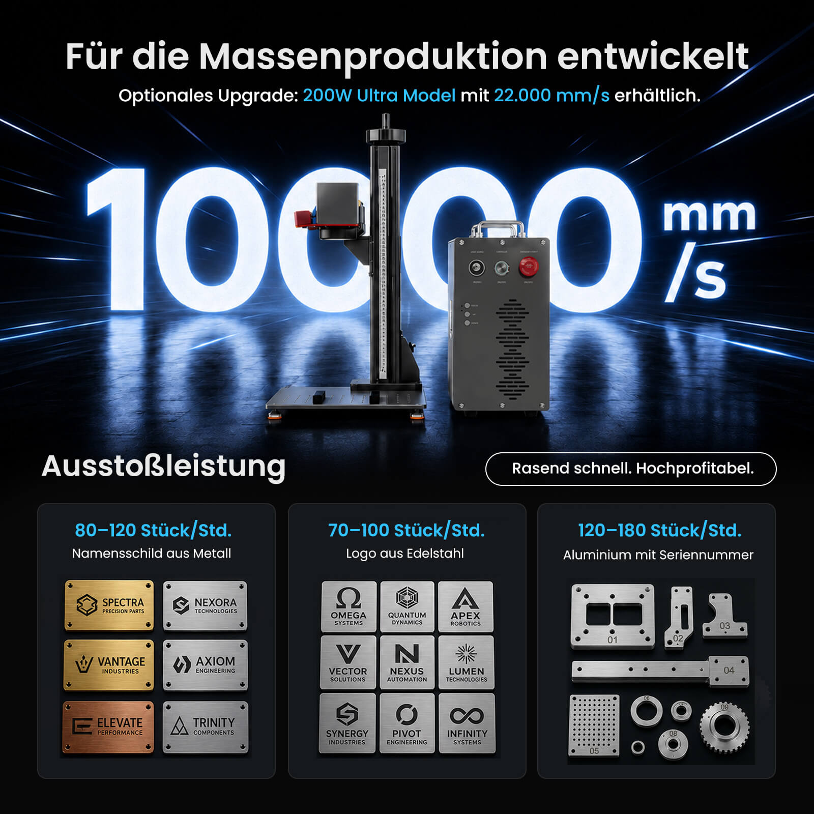 Monport GPro Vision 60W MOPA  Faserlaser Maschine – Mit Vision-System für automatische Positionierung, präzise Metallgravur & Laserbeschriftung