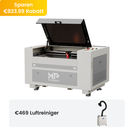 Monport 60W CO2 Laser Graviermaschine & Cutter (600 x 400mm) Gravurfläche mit Autofokus