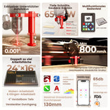 Monport Reno65 Pro 65W Desktop CO2 Lasergravierer & Schneidegerät (24”X16“) mit brandneuem DSP Controller und Assistierter Autofokus