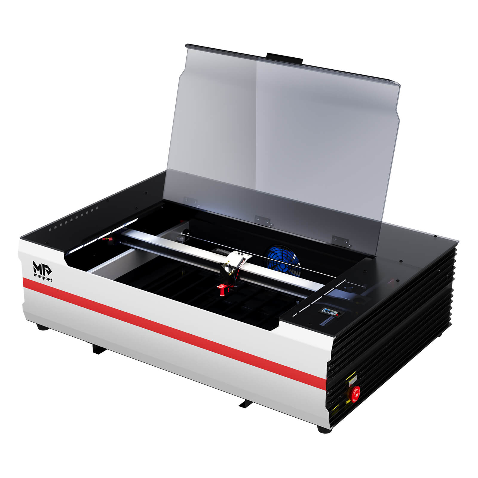 Monport Reno 65W Desktop CO2 Lasergravierer & Schneidegerät (24“X 16“) mit brandneuem Assistierter Autofokus