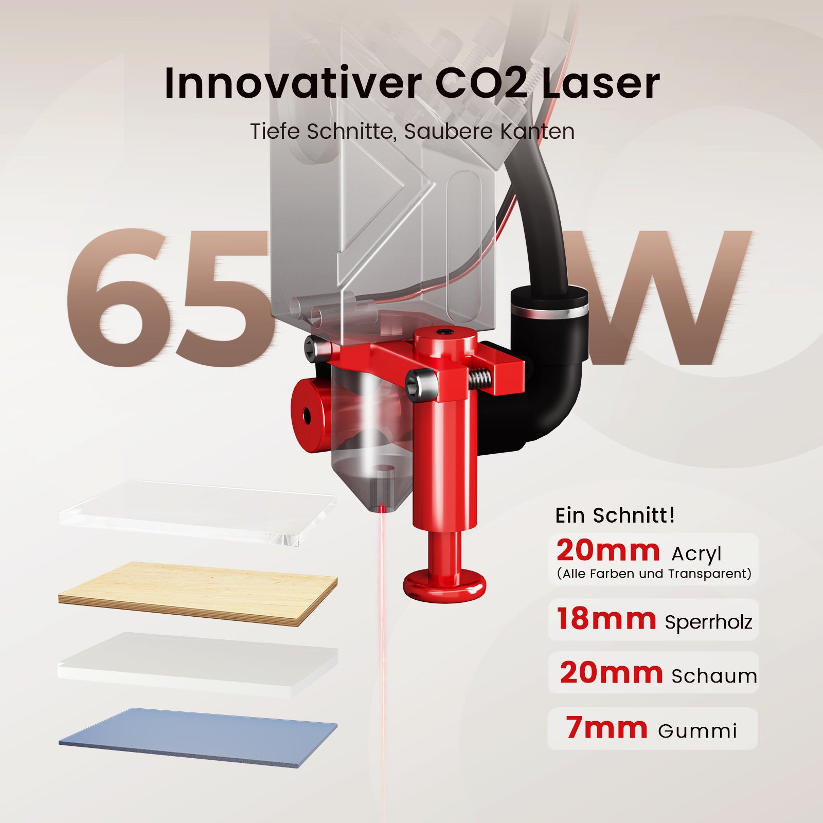 Monport Reno 65W Desktop CO2 Lasergravierer & Schneidegerät (24“X 16“) mit brandneuem Assistierter Autofokus