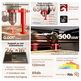 Monport Reno65 65W Desktop CO2 Lasergravierer & Schneidegerät (24“X 16“) mit brandneuem Assistierter Autofokus