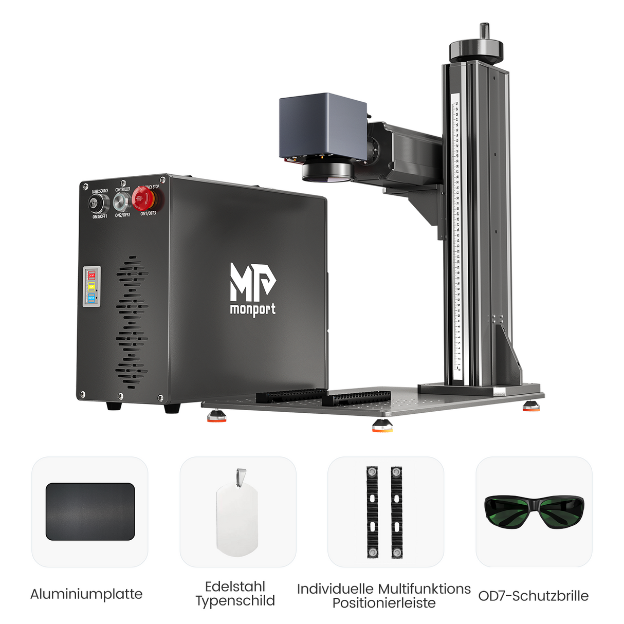 Monport GT 100W Getrennte MOPA-Faserlaser-Gravier- und Farbmarkiermaschine mit Autofokus – Gerät