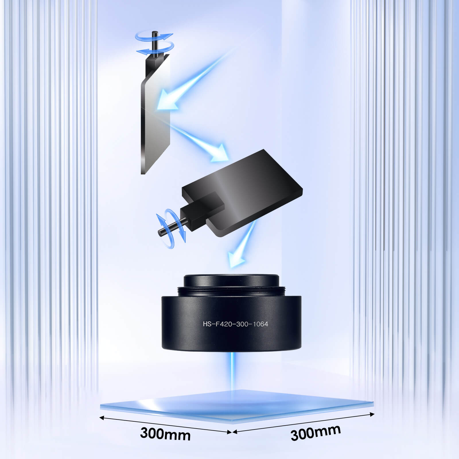 Monport F-theta M55 300 mm * 300 mm optisches Ersatz-Scanobjektiv für Faserlasergravierer