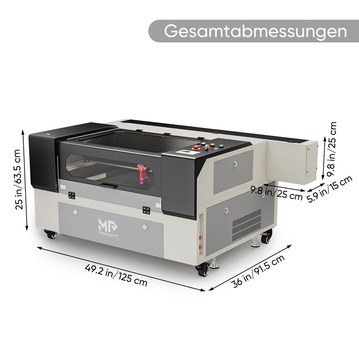 Monport 80W CO2 Laser Graviermaschine & Cutter (500x700mm) mit Autofokus