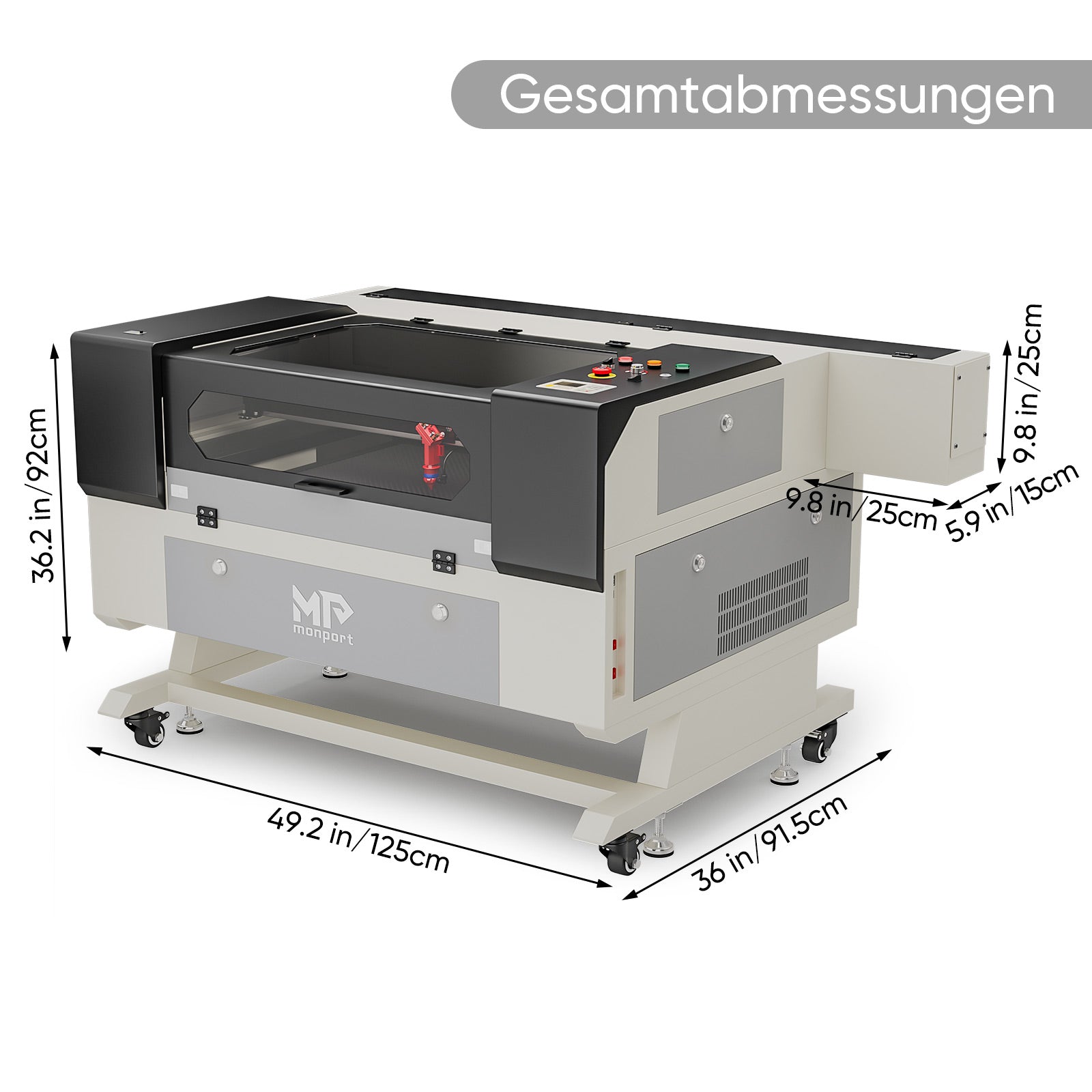 Monport 80W CO2 Laser Graviermaschine & Cutter (500x700mm) mit Autofokus und Halterung