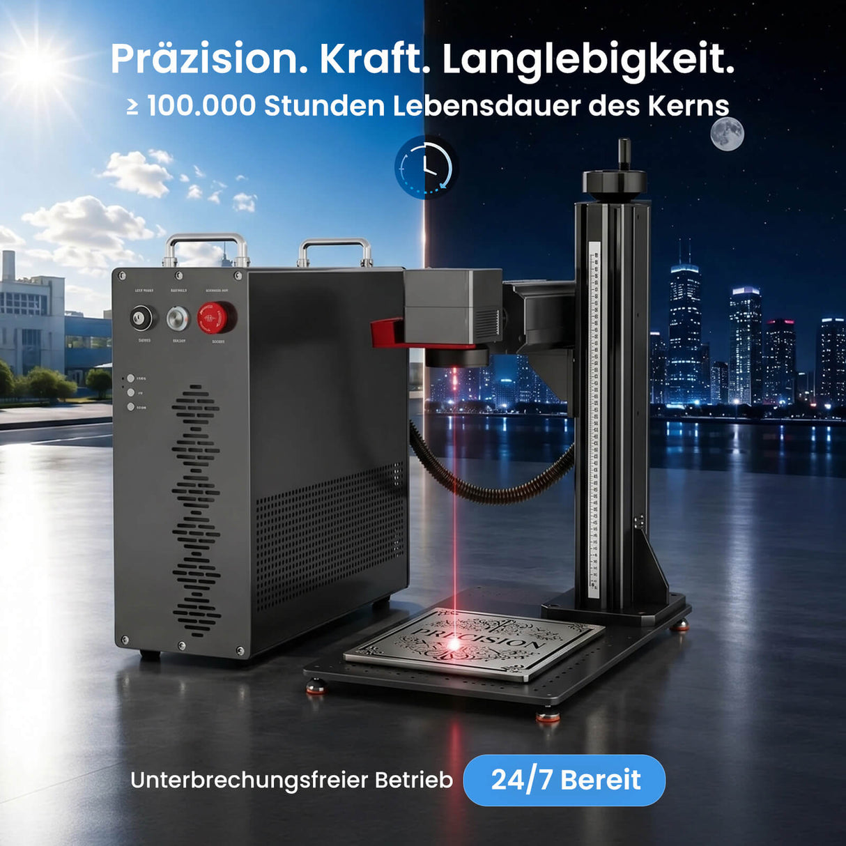 Monport GPro 200W MOPA Vision Faserlaser Maschine – Mit Vision-System für automatische Positionierung, präzise Metallgravur & Laserbeschriftung