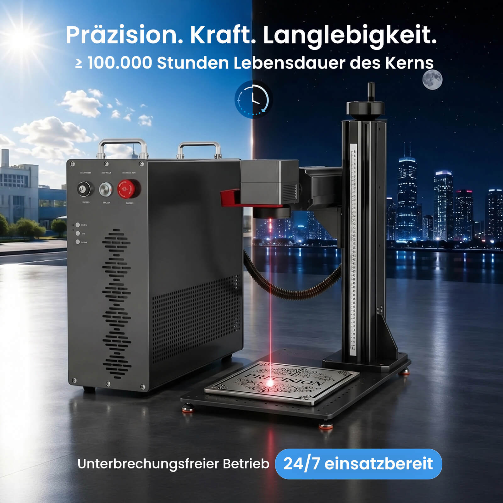 Monport GPro MOPA Faserlaser Maschine – Vision-System, automatische Positionierung, Metallgravur & Laserscheneiden