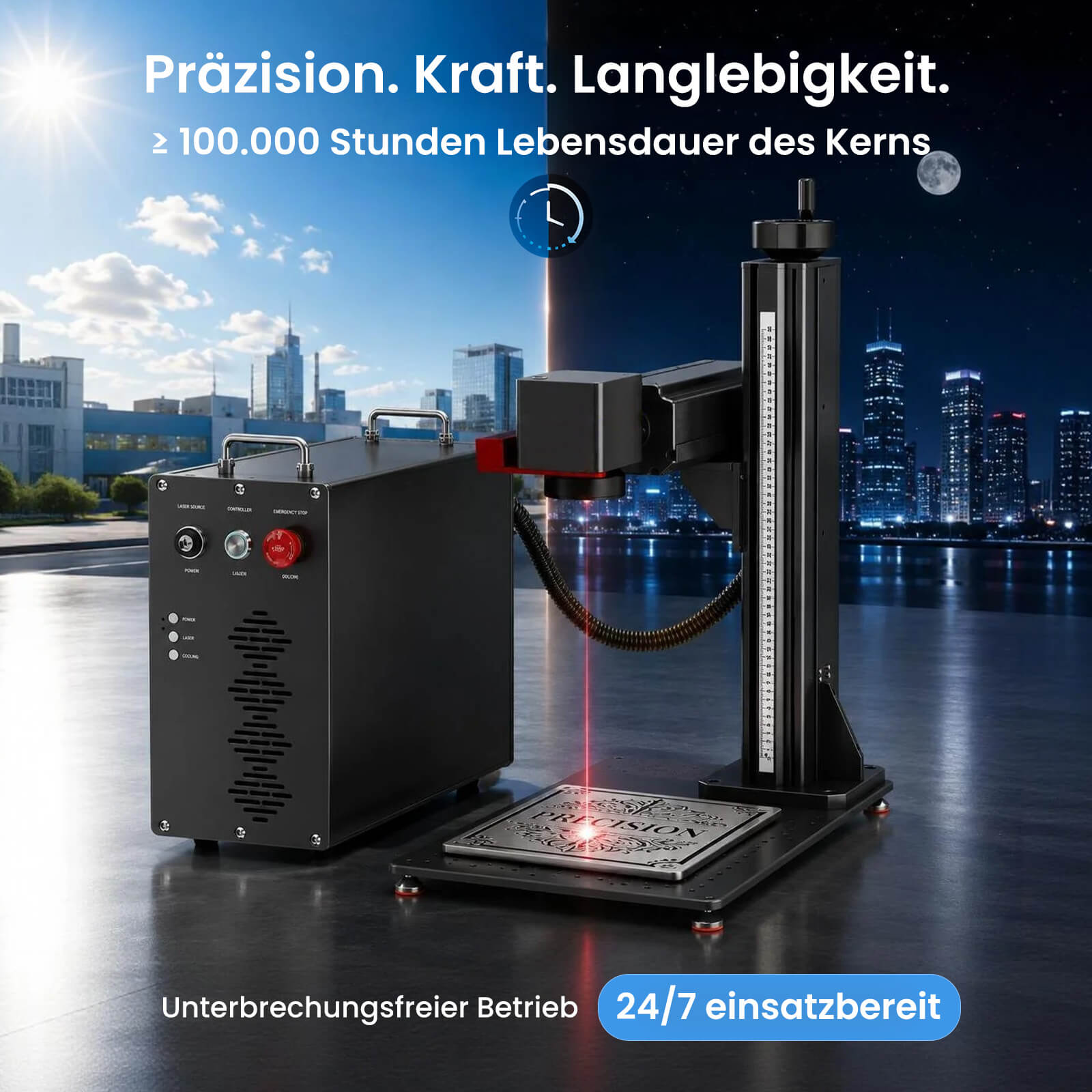 Monport GPro Vision 60W MOPA  Faserlaser Maschine – Mit Vision-System für automatische Positionierung, präzise Metallgravur & Laserbeschriftung