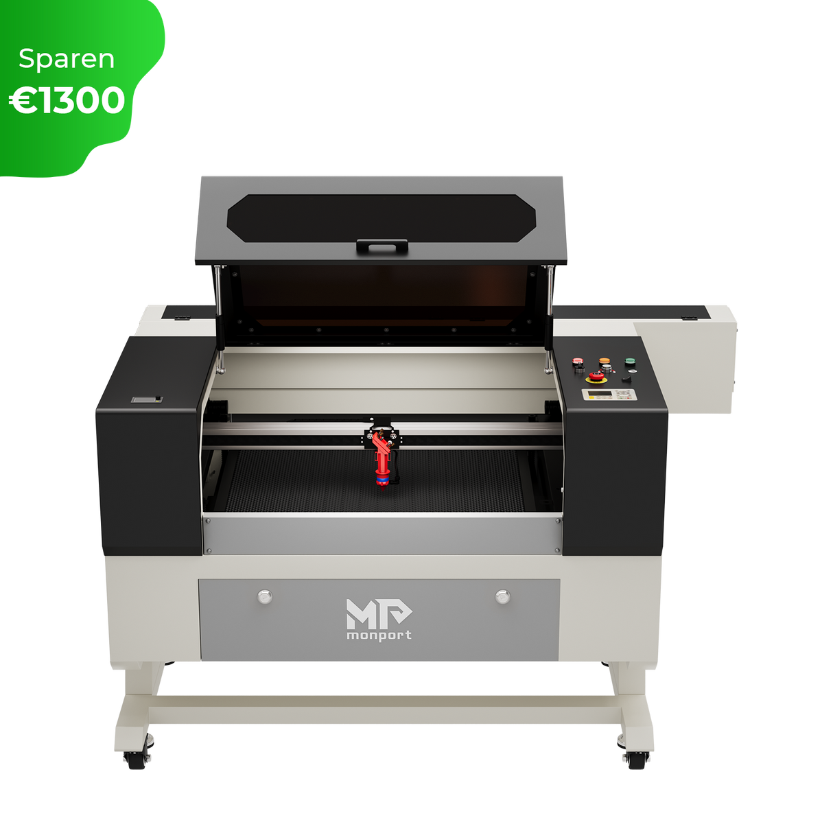Monport 90W CO2 Laser Graviermaschine & Cutter (500x700mm) mit Autofokus und Halterung