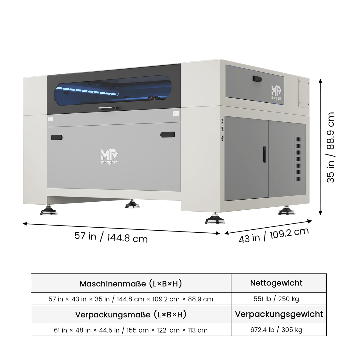 Monport Effi9S Upgraded 90W CO₂-Lasergravier- und Schneidemaschine (914 × 610 mm) mit Autofokus und integriertem Wasserkühler 4,9 (18 Bewertungen)