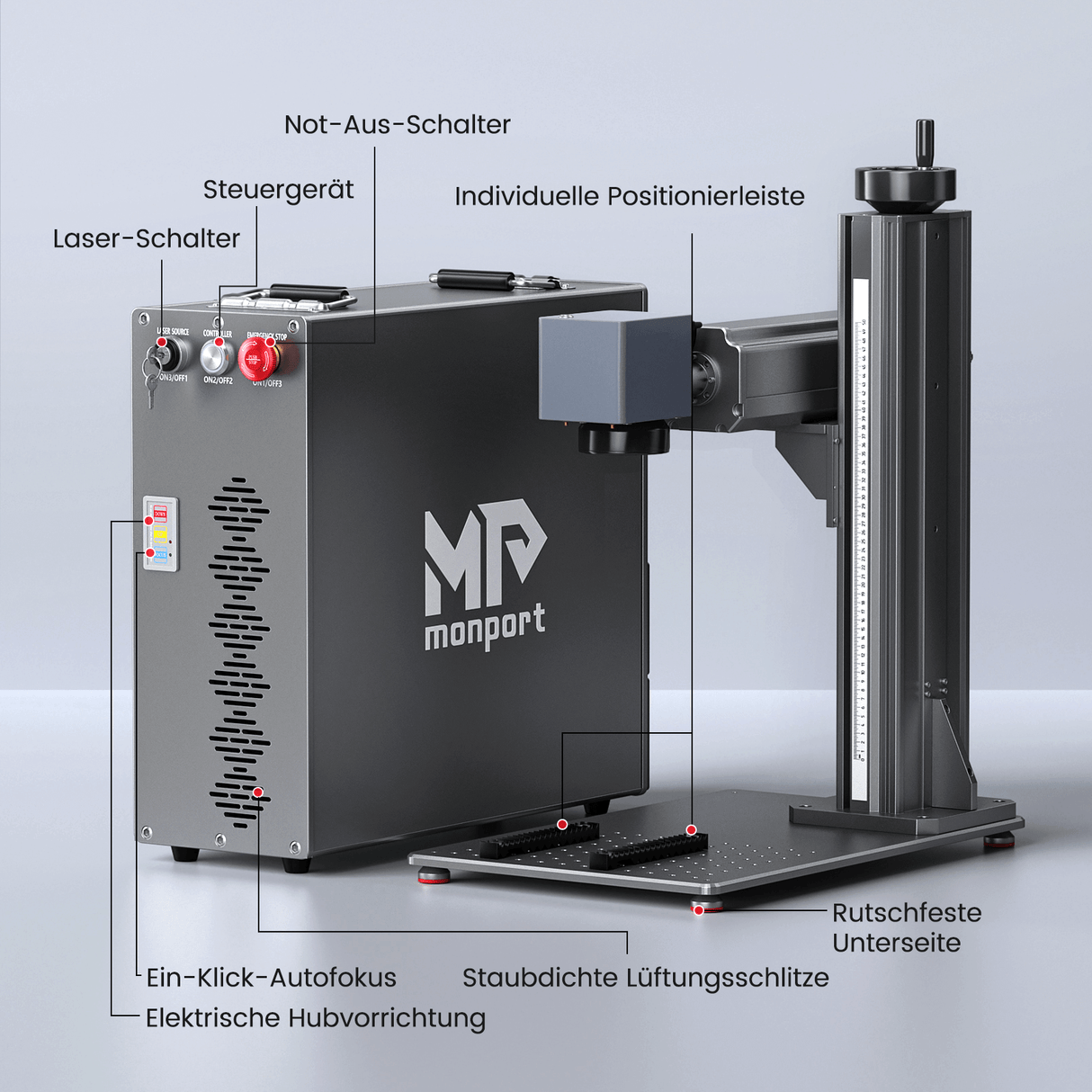 Monport GT 200W Split MOPA & Autofokus-Faserlaser-Gravierer & Farbemarkierungsmaschine