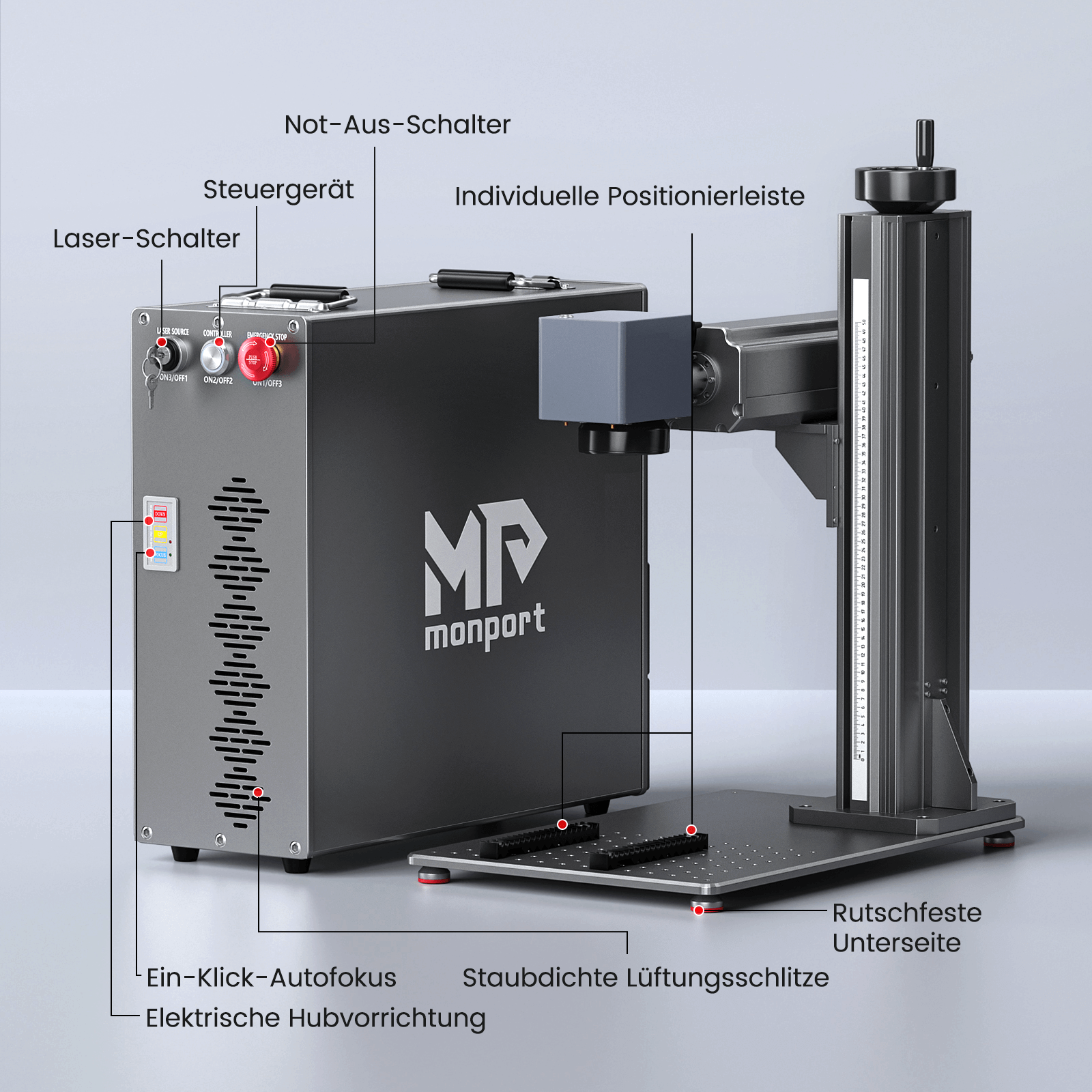 Monport GT 200W Split MOPA & Autofokus-Faserlaser-Gravierer & Farbemarkierungsmaschine