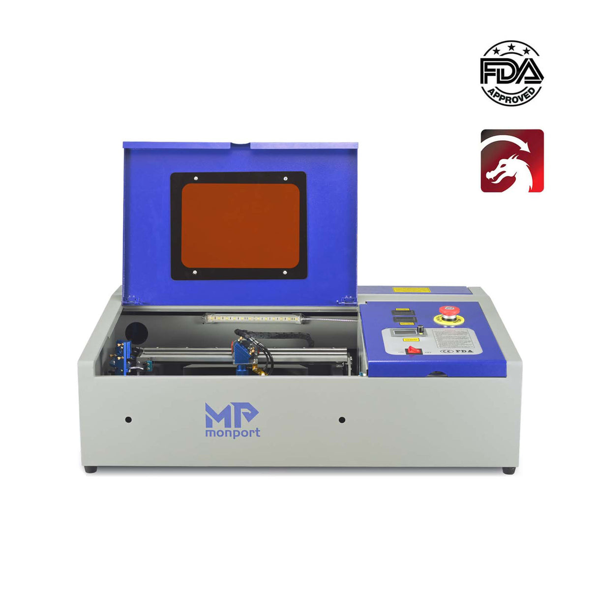 Monport 40W Pro Lightburn-unterstützter (12" X 8") CO2-Lasergravierer & -Schneider mit Luftunterstützung