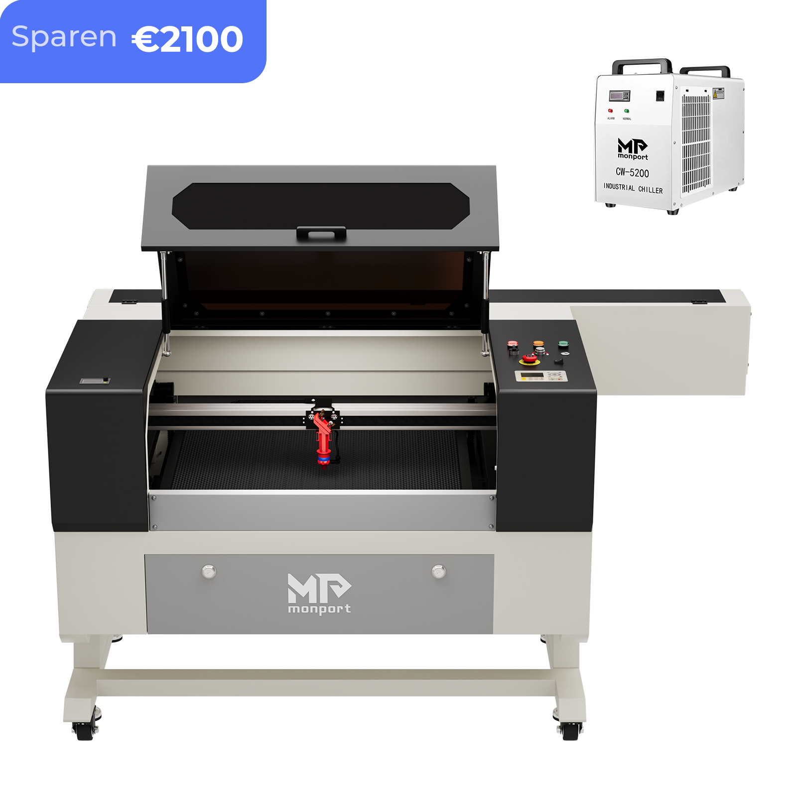 Monport 100W CO2 laser engraving machine & cutter (500x700mm) with autofocus and holder