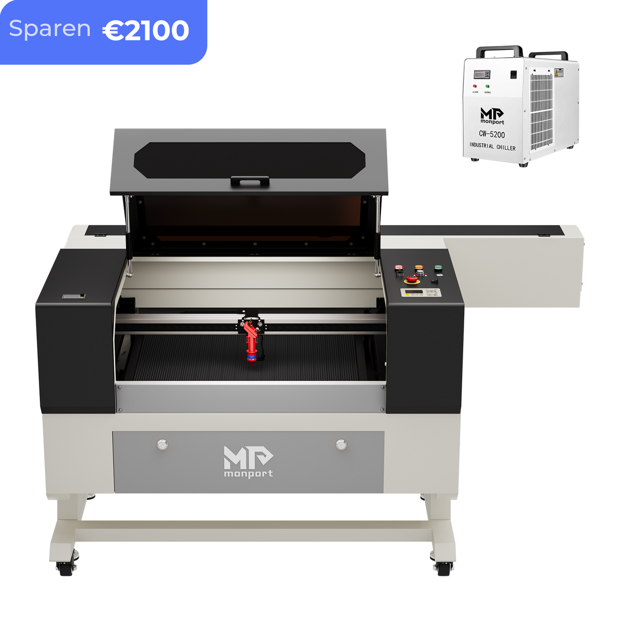 Monport 100W CO2 laser engraving machine & cutter (500x700mm) with autofocus and holder