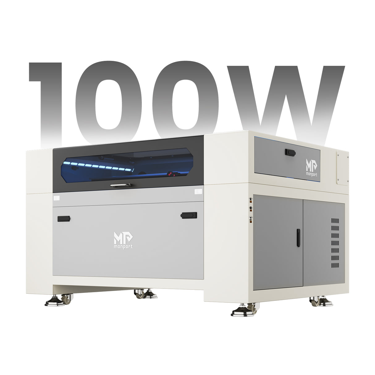 Monport Effi 10S verbesserte Version 100W CO2-Lasergravurmaschine und Schneidemaschine mit Autofokus-Funktion und integrierter Wasserkühler