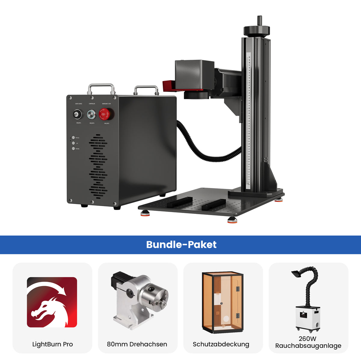Monport GPro Vision 100W MOPA  Faserlaser Maschine – Mit Vision-System für automatische Positionierung, präzise Metallgravur & Laserbeschriftung