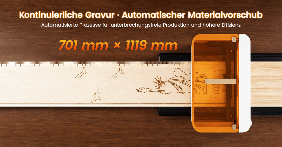 Automatisches Zuführen für kontinuierliches Gravieren.