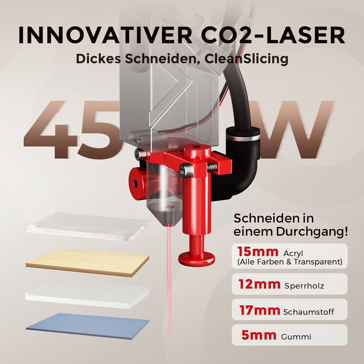 Monport Reno45 45W Desktop CO2-Lasergravierer und -schneider (16" x 12") mit brandneuem Semi-Autofokus